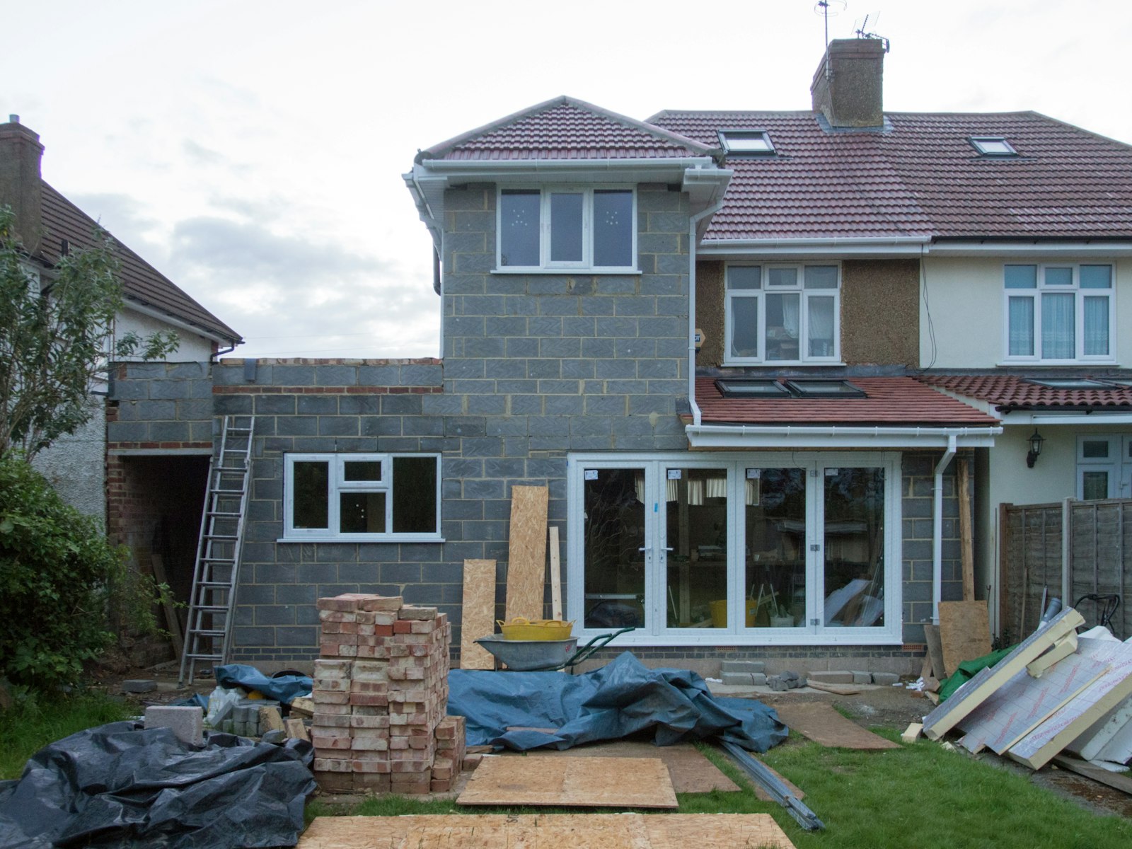 Rear extension nearly complete with bi-fold doors fitted